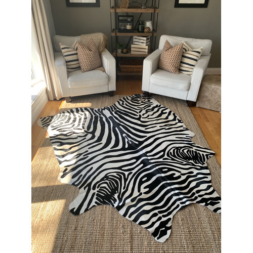 Cowhides USA Handmade Augusto Zebra Pattern Cowhide Black/White Rug